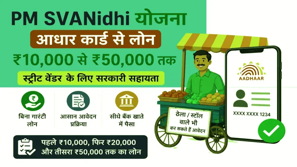 PM SVANidhi योजना 2026 आधार कार्ड लोन आवेदन प्रक्रिया