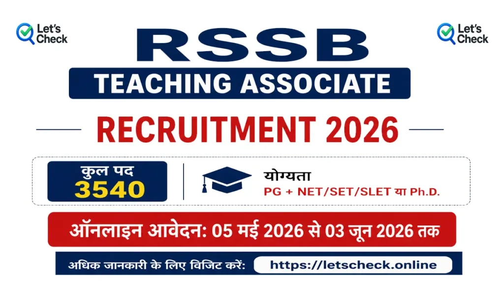 Rajasthan RSSB Teaching Associate Recruitment 2026