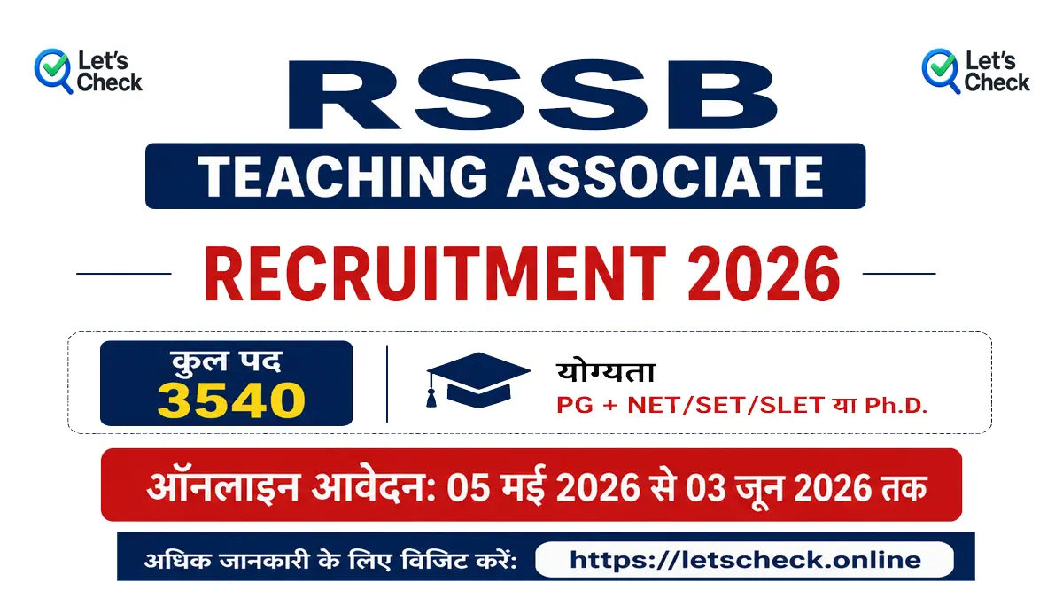 Rajasthan RSSB Teaching Associate Recruitment 2026